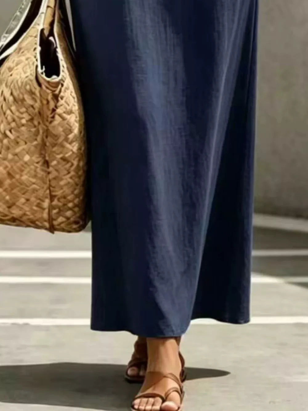 Decorative Button Balloon Sleeve Maxi Dress - Scarlet