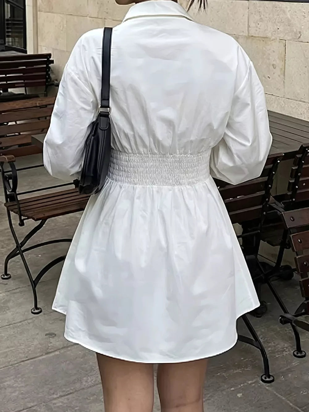 Collared Neck Lantern Sleeve Mini Dress product image 5