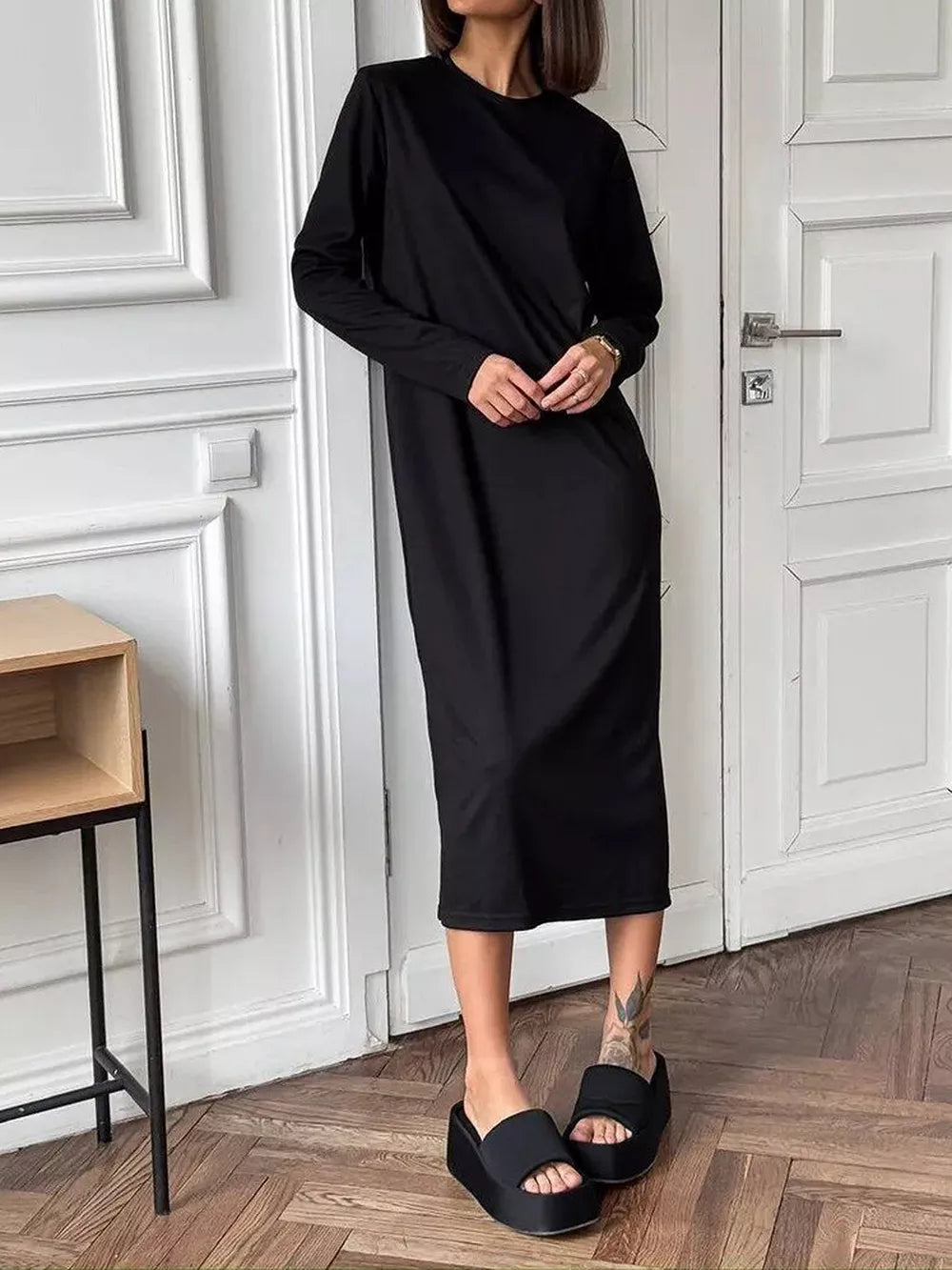 Round Neck Long-Sleeve Midi Dress product image 20