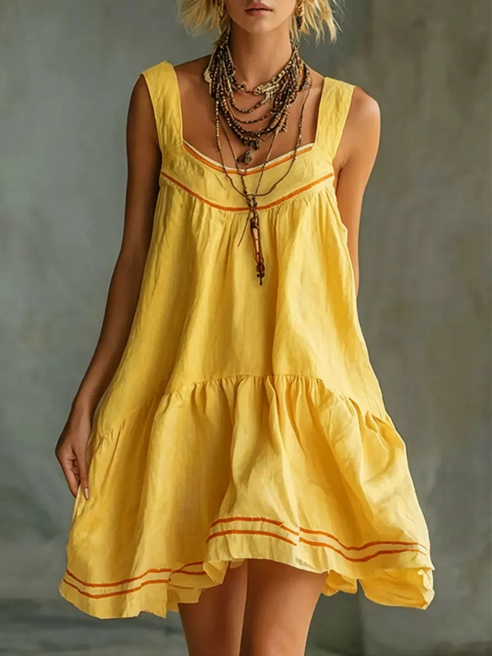 Full Size Sleeveless Tiered Mini Dress Plus Size - Light Blue