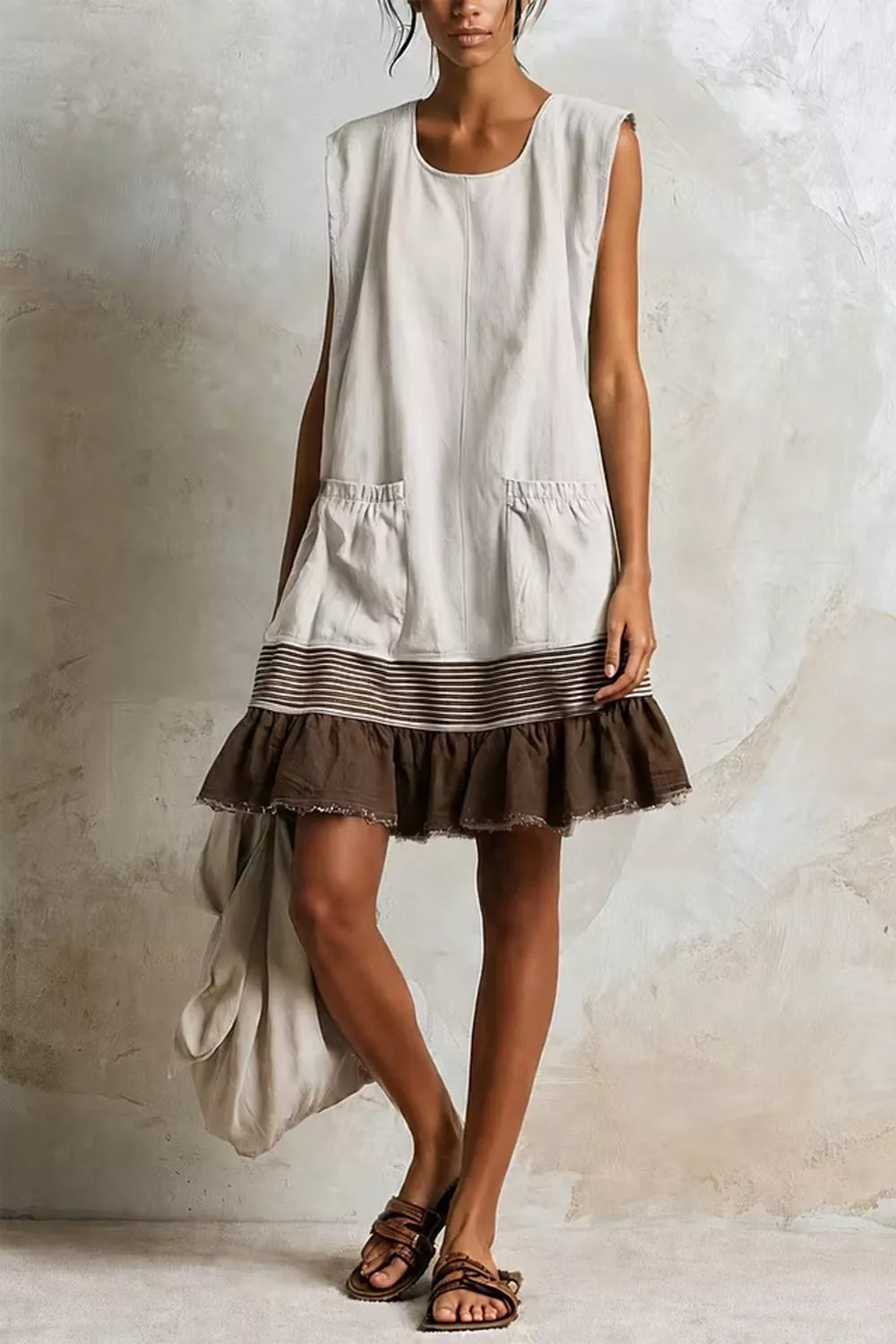 Full Size Ruffled Hem Sleeveless Mini Dress Plus Size - Burnt Coral