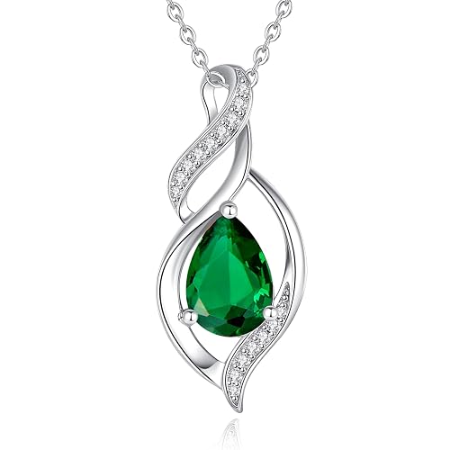 Teardrop Birthstone Sterling Silver Necklace
