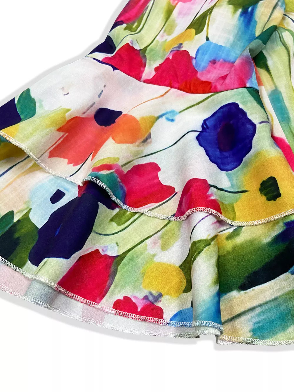 Floral Print Tiered Ruffle Sleeve Casual Mini Dress - Multicolor