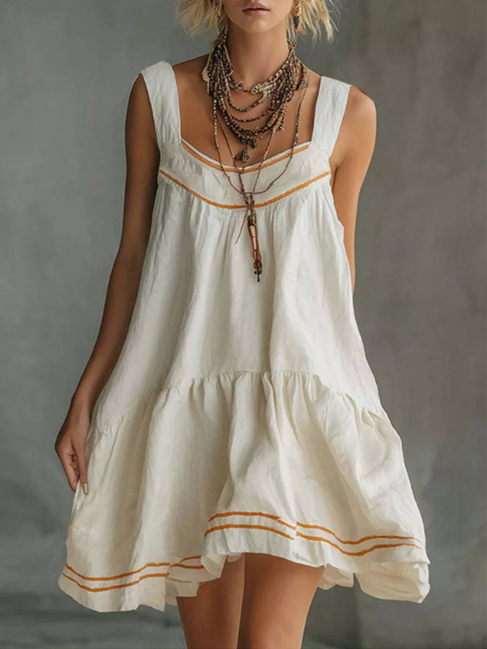 Full Size Sleeveless Tiered Mini Dress Plus Size - Light Blue