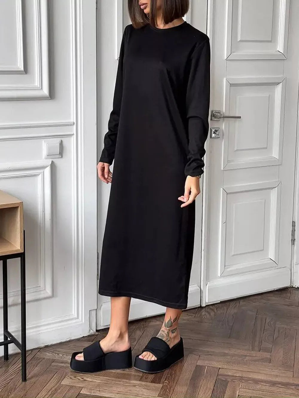 Round Neck Long-Sleeve Midi Dress product image 18