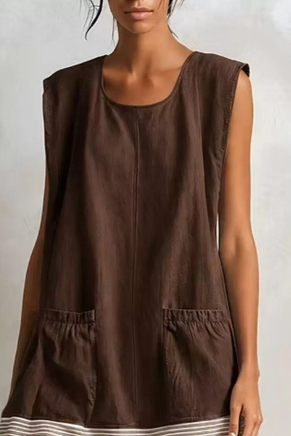 Full Size Ruffled Hem Sleeveless Mini Dress Plus Size - Army Green