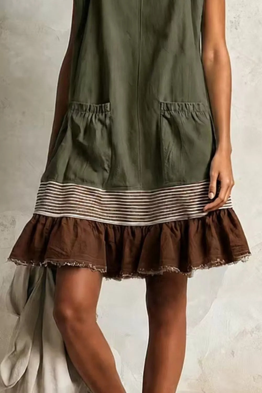 Full Size Ruffled Hem Sleeveless Mini Dress Plus Size - Burnt Coral