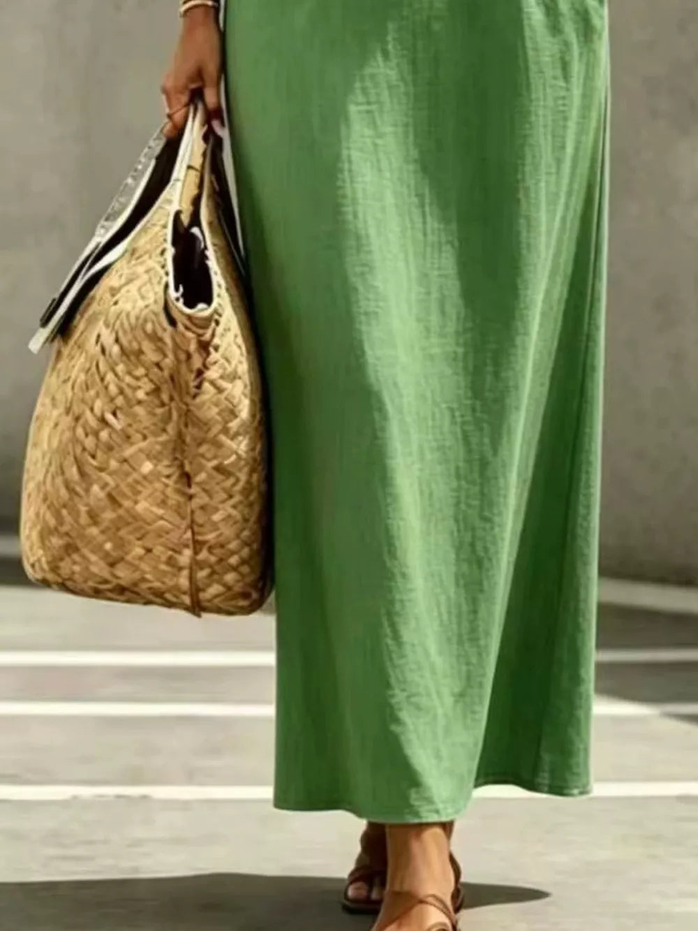 Decorative Button Balloon Sleeve Maxi Dress - Navy