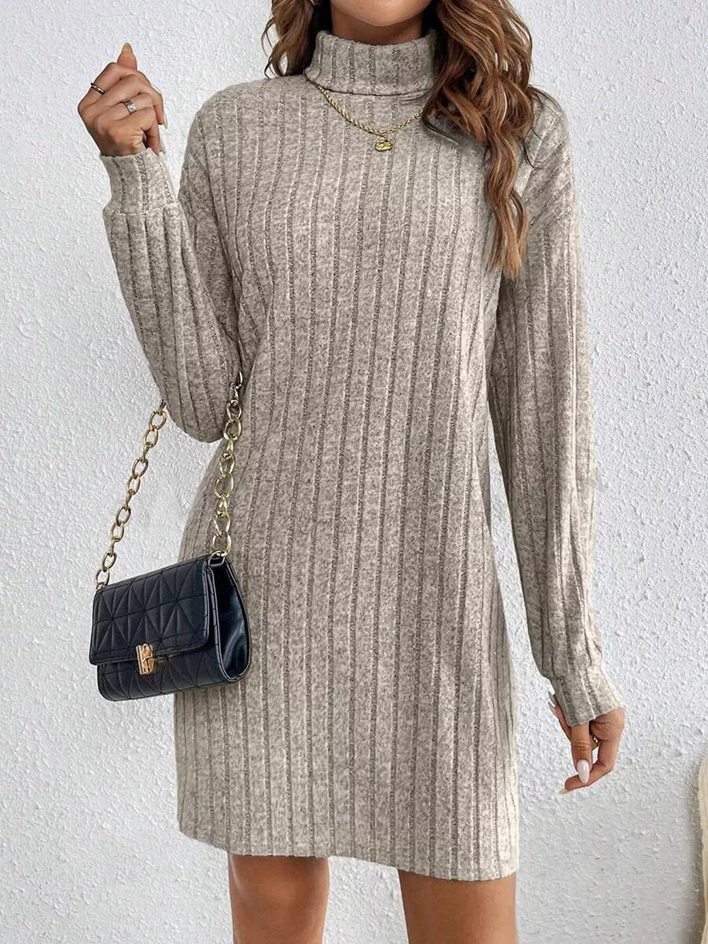 Turtleneck Ribbed Knit Dress product image 4