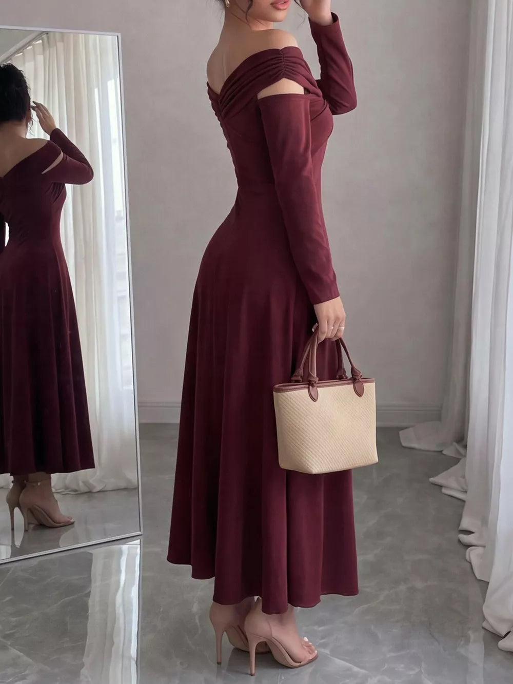 Off-Shoulder Long-Sleeve Maxi Dress product image 4