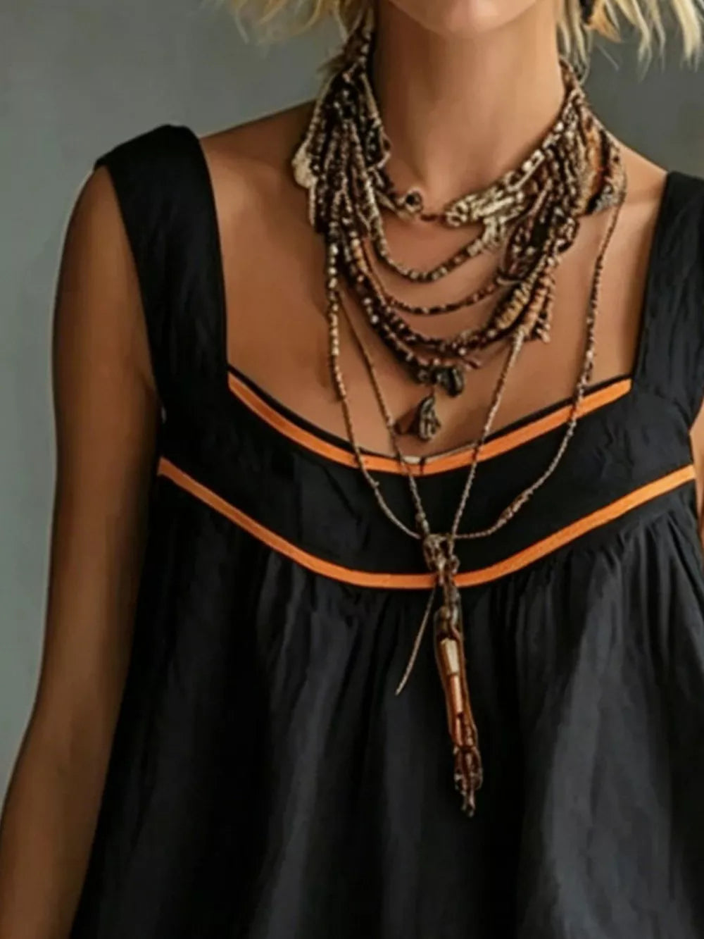 Full Size Sleeveless Tiered Mini Dress Plus Size - Black