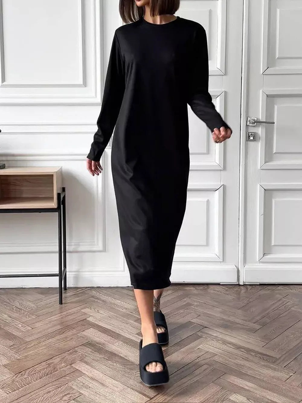 Round Neck Long-Sleeve Midi Dress product image 15