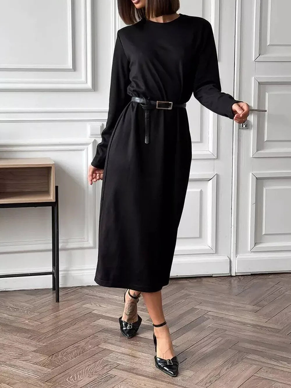 Round Neck Long-Sleeve Midi Dress product image 19