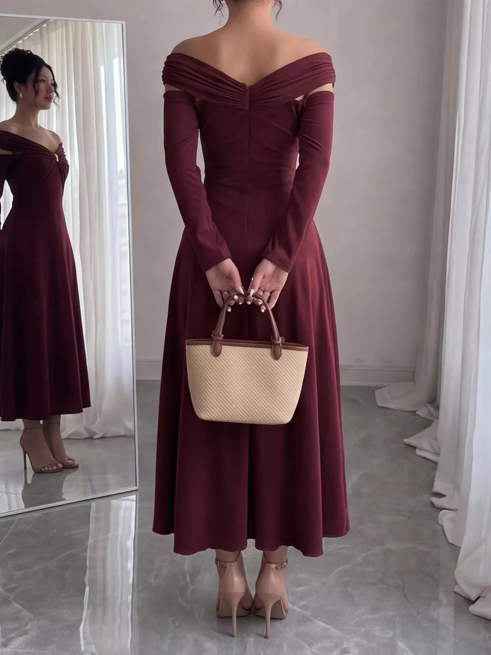 Off-Shoulder Long-Sleeve Maxi Dress product image 5