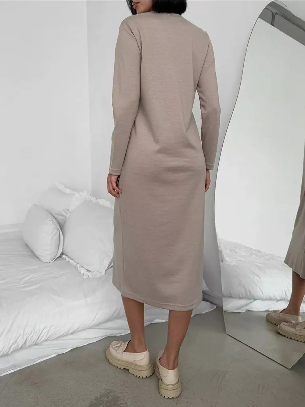 Round Neck Long-Sleeve Midi Dress product image 14